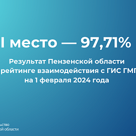 Пензенская область – первая в рейтинге взаимодействия с системой о государственных и муниципальных платежах